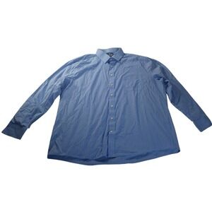 Stafford Fitted Broadcloth Shirt 18 34/35 Blue Stripe‎ Easy-Care Preppy Business